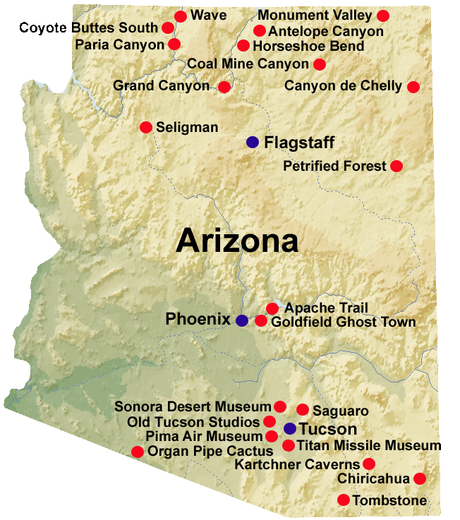 Karte Arizona Karte Arizona