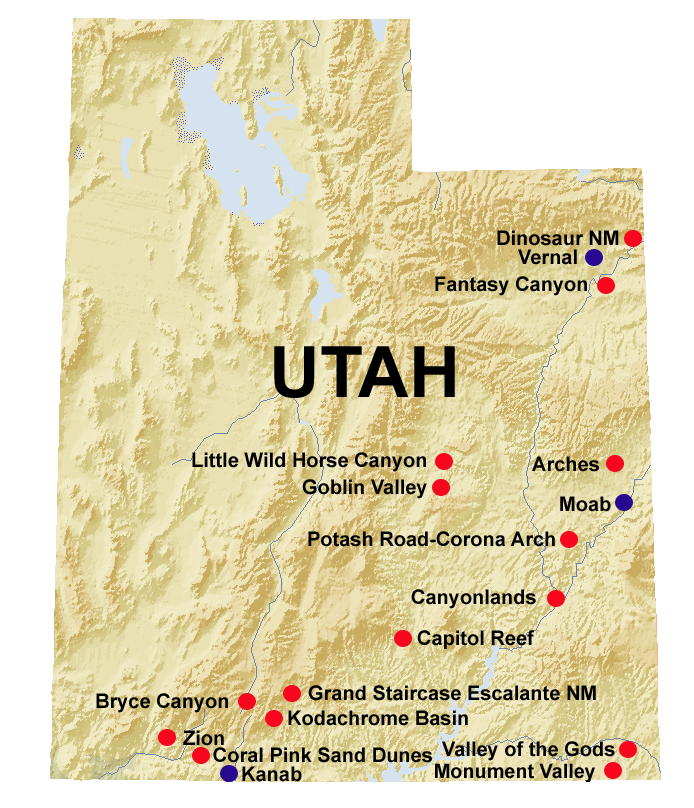 Karte Utah Überblickskarte Utah